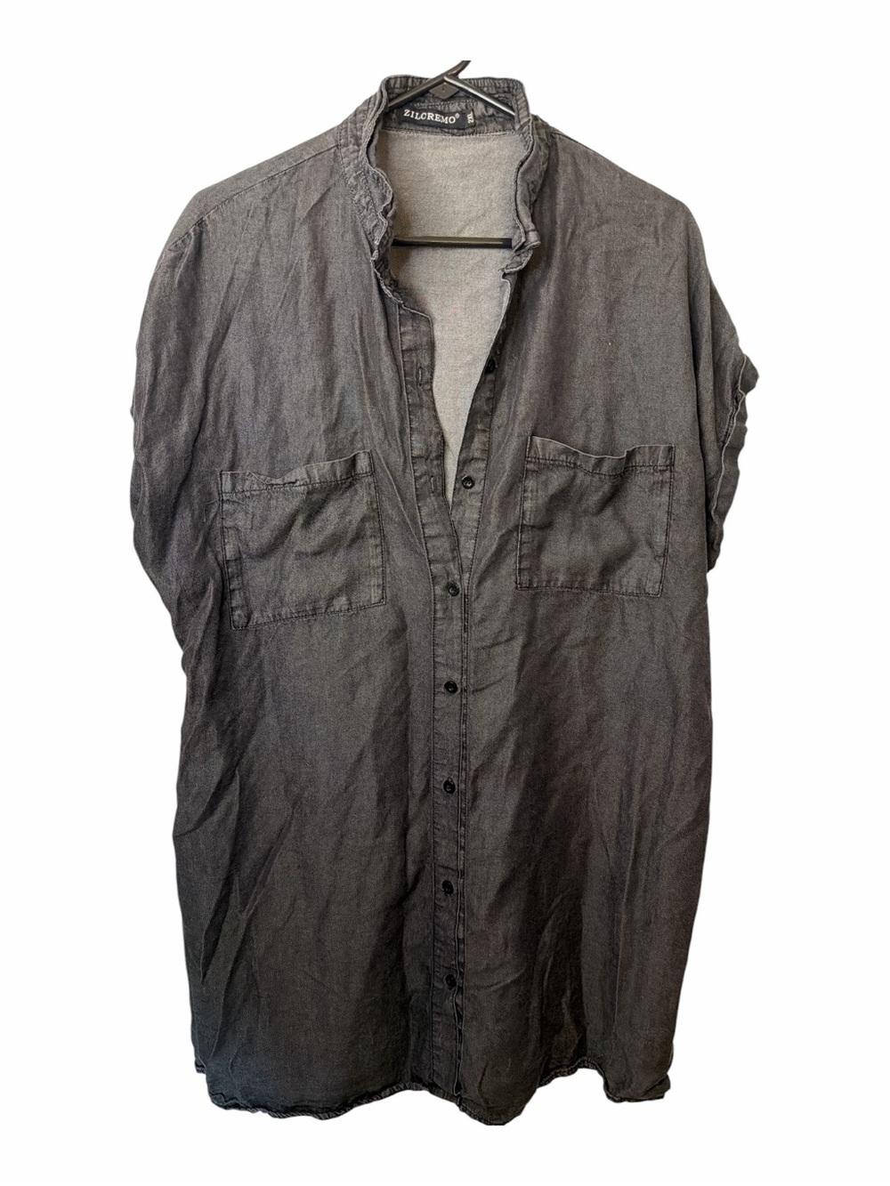 Zilcremo Black Denim Short Sleeve Shirt Dress